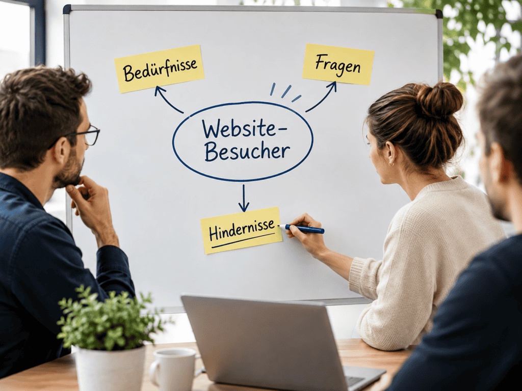 Team analysiert Bedürfnisse, Fragen und Hindernisse von Website-Besuchern.