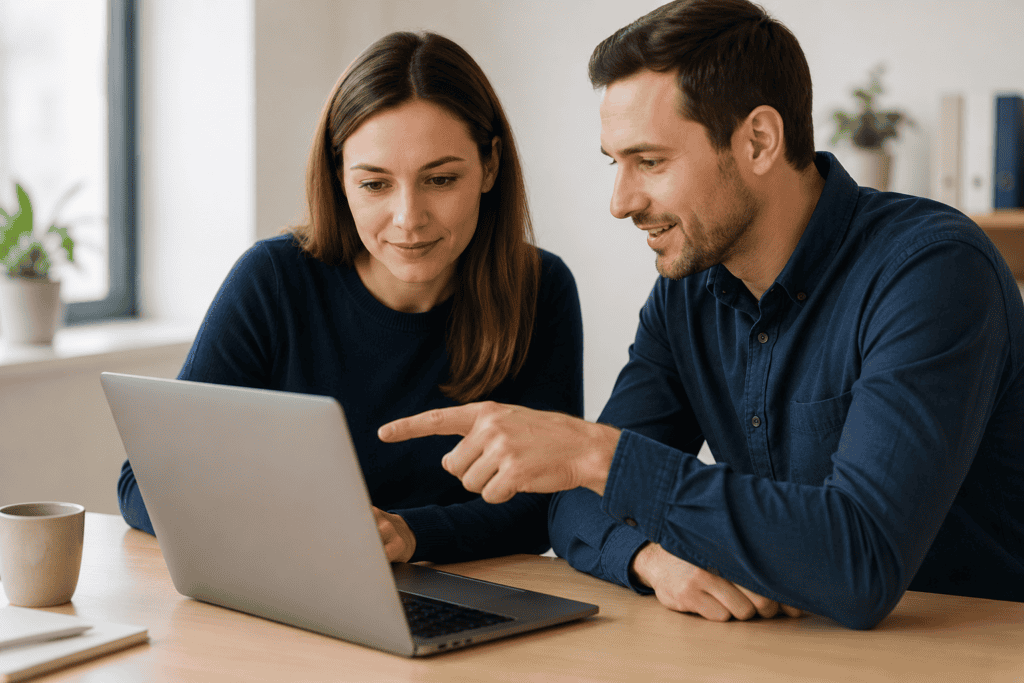 Team vergleicht verschiedene Website-Varianten zur kontinuierlichen Conversion-Optimierung.