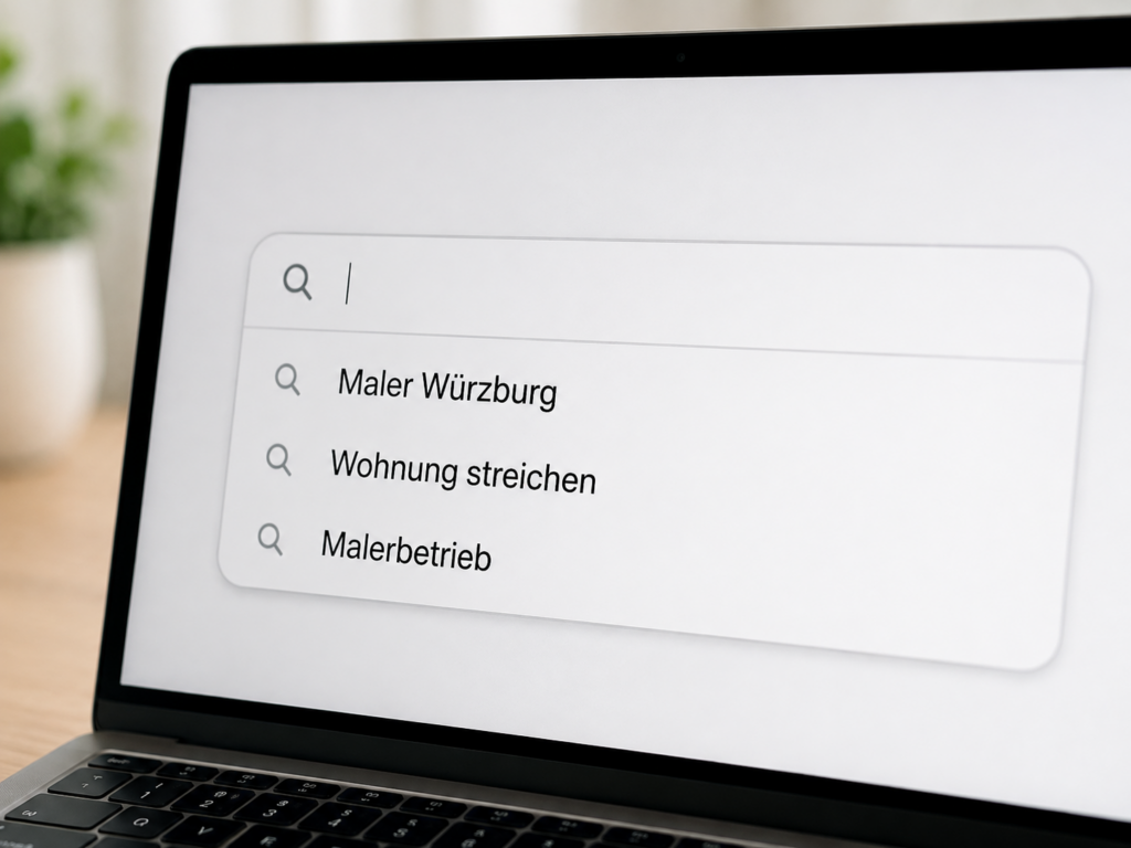 Suchbegriffe werden in einer Suchmaschine für eine SEA-Kampagne eingegeben.