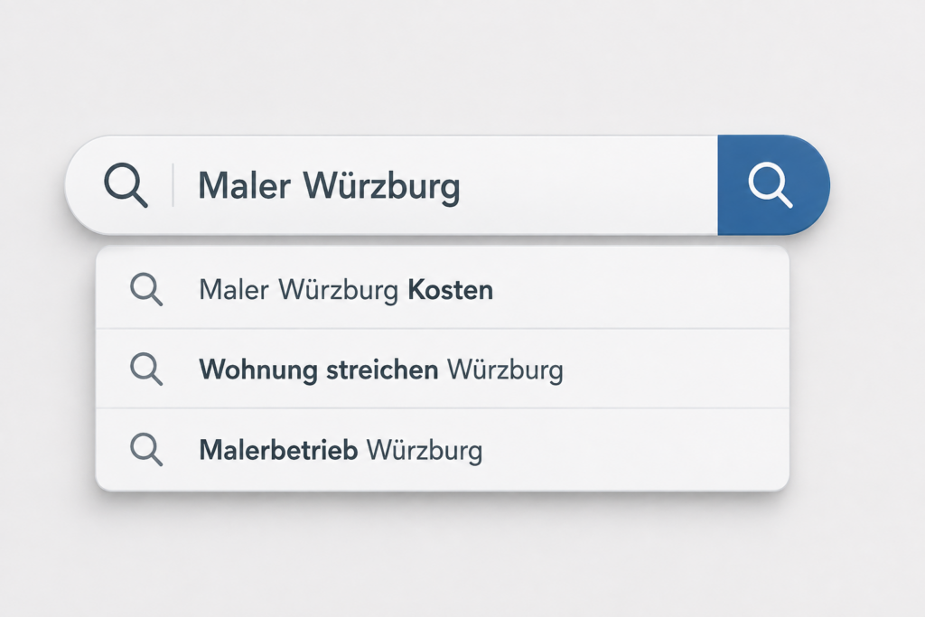 Suchleiste mit relevanten Suchbegriffen für die Keyword-Recherche.