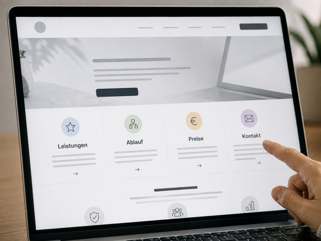 Übersichtliche Website mit klaren Informationen zu Leistungen, Ablauf, Preisen und Kontakt.